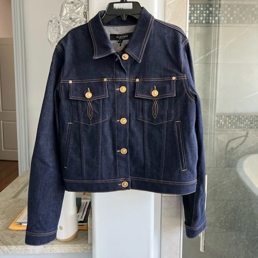 Versace paneled contrast-stitch denim jacket - Picture 3 of 15